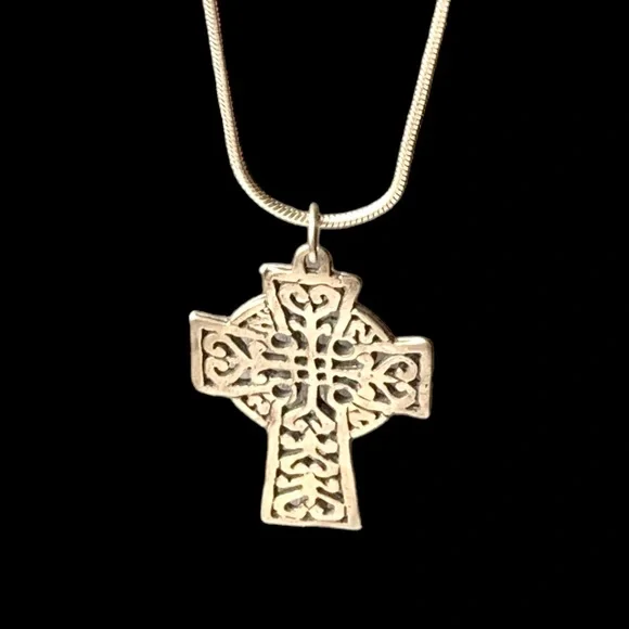 Sterling Silver Celtic Cut Out Cross Unisex Necklace Mens Woman’s Necklace